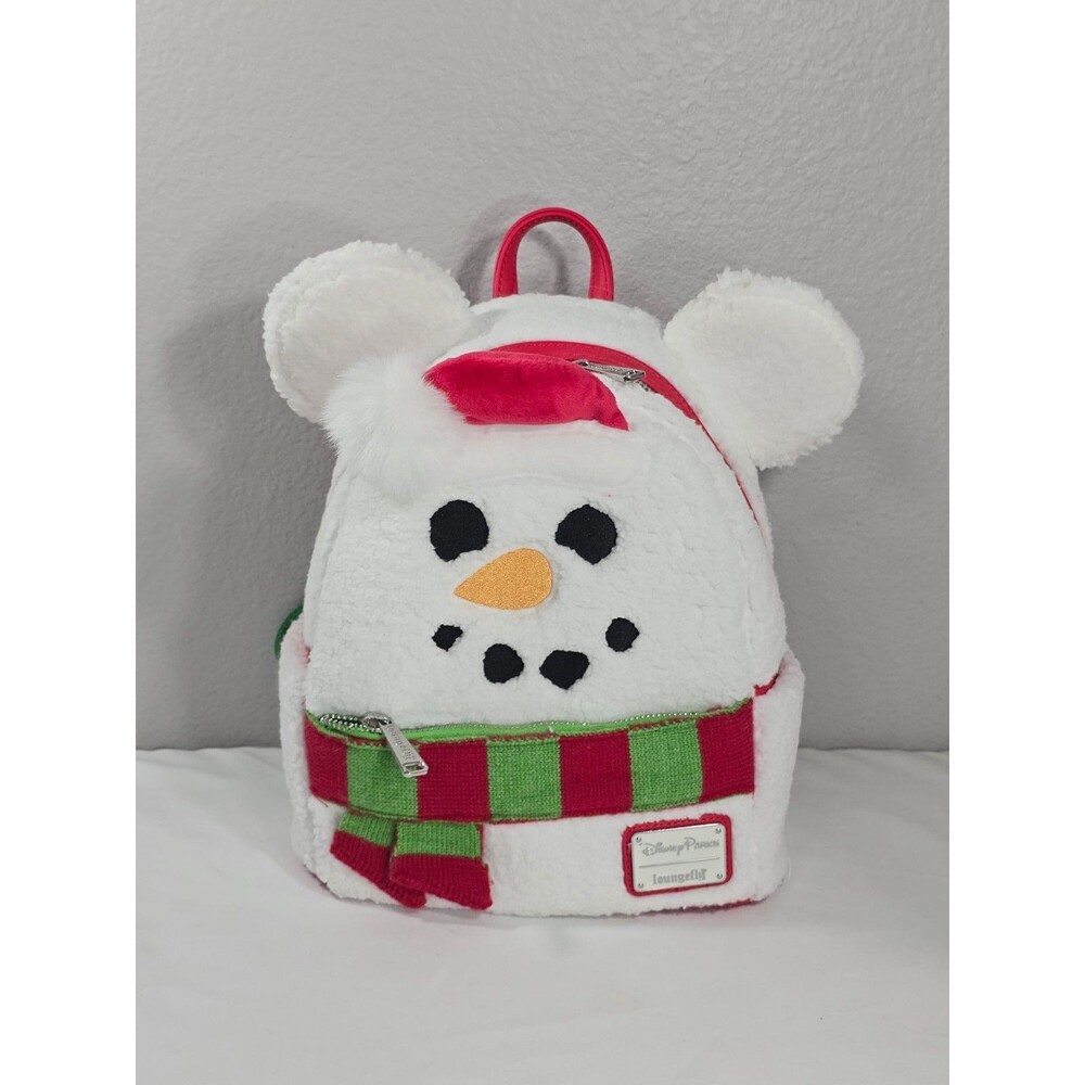 Loungefly Disney Parks Mickey Mouse Snowman Sherpa Mini Backpack Fuzzy NWT 2024